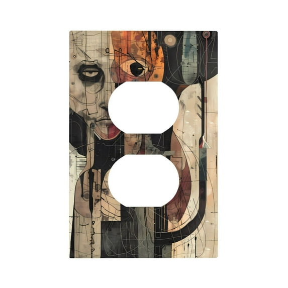 Daiia Abstract Geometric Faces Pattern Decorator Wall Plate Child Safe Outlet Cover, Switch and Outlet Covers,Size 1-Gang 5.0" x3.0" , Polycarbonate Thermoplastic-Style S