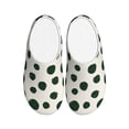 thumbnail image 1 of Daiia Abstract Green Polka Dot Print Women’s Fuzzy Slippers Memory Foam Lightweight House Shoes Cozy Loafer Flannel House Shoes-39/40, 1 of 7