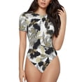 thumbnail image 1 of Daiia Abstract Watercolor print Women's Crew Neck Short Sleeve Bodysuit Fashion Tops Fit Casual Basic Extender Bodysuit-Medium, 1 of 9