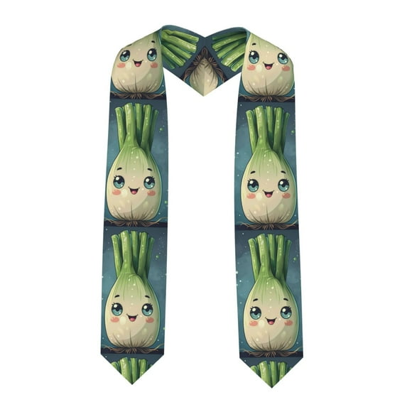 Daiia Adorable Kawaii Fennel Character Pattern Graduation Shawl Stole – Satin Graduation Stole Academic Stole Non-Slip Design-Sharp Corner