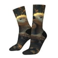 thumbnail image 1 of Daiia Adorable Otter Pair Hug Print Crew Socks – Soft Breathable Long Socks for Men & Women, Moisture-Wicking & Comfortable Daily Wear Socks, One-Size Fits Most (US 5-11), 1 of 6