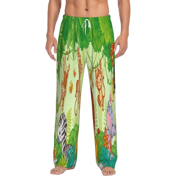 Daiia African Animals in the Jungle Men's Sleep Pant with Pockets and Drawstring,Pajama Pants-Small