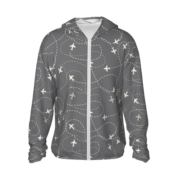 Daiia Airplane Routes Around The World UPF 50+ Sun Protection Hoodie Jacket Lightweight Long Sleeve Sun Shirt for Women Men with Pocket Hiking Outdoor-XX-Large