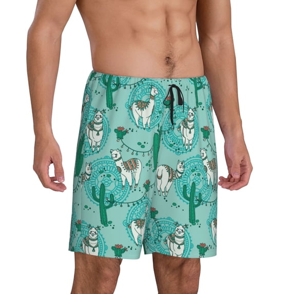 Daiia Alapaca in Boho Mens Woven Stretch Pajama Short,Short Pajama Pants-4X-Large
