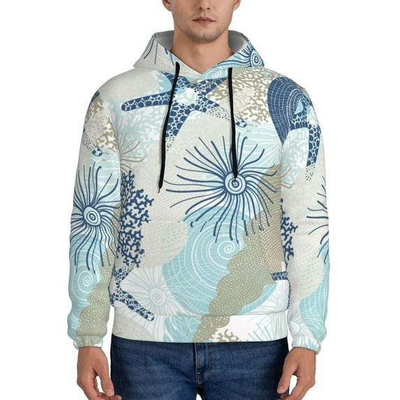 Daiia Algae Corals and Seashells for Men's Fashion Hoodies & Sweatshirts with Kangaroo Pocket Hooded Sweatshirt Breathable & Moisture Wicking-3X-Large