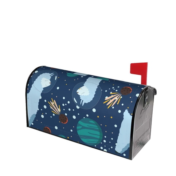 Daiia Alpaca Astronaut in Space Mailbox Cover , Magnetic Welcome Mailbox Wraps Post Letter Box Cover for Garden Yard Home Decor-21x18 in