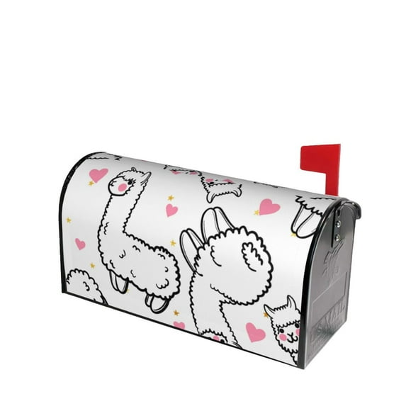 Daiia Alpacas and Hearts Mailbox Cover , Magnetic Welcome Mailbox Wraps Post Letter Box Cover for Garden Yard Home Decor-21x18 in