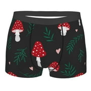 Daiia Amanita Mushroom Men's Underwear Boxer Briefs, Cotton Stretch Moisture-Wicking Underwear-Small