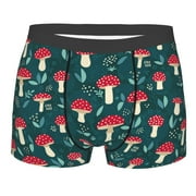 Daiia Amanita Mushroom Men's Underwear Boxer Briefs, Cotton Stretch Moisture-Wicking Underwear-Small