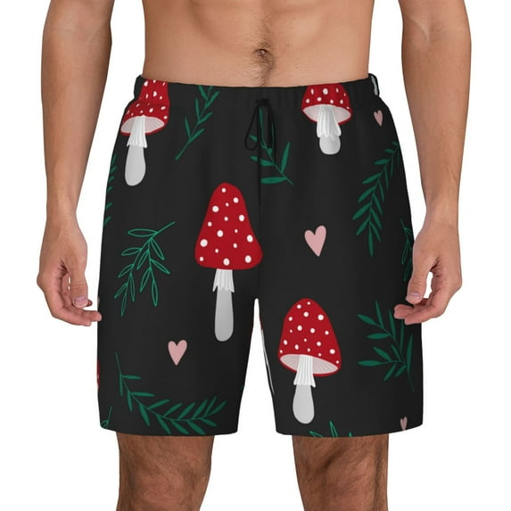 Daiia Amanita Mushroom Mens Swim Trunks Swim Shorts Quick Dry Swim Shorts with Mesh Lining Pockets-Small