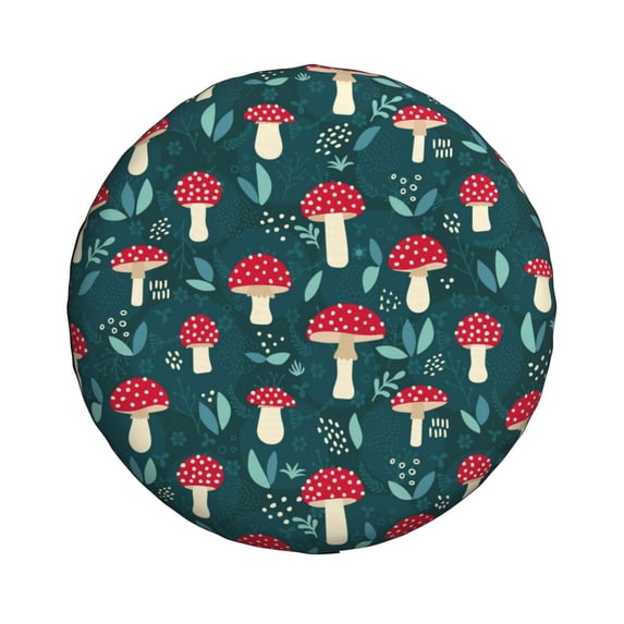 Daiia Amanita Mushroom Tire Covers , Travel Trailer Camper Truck SUV Motorhome Waterproof Wheel Cover, Sun Rain Snow Protector-15 inch