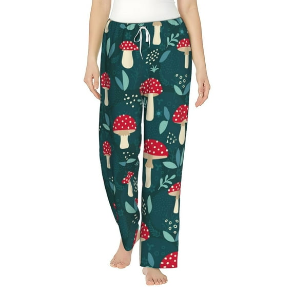 Daiia Amanita Mushroom Women's Sleep Pant with Pockets and Drawstring,Pajama Pants-Large