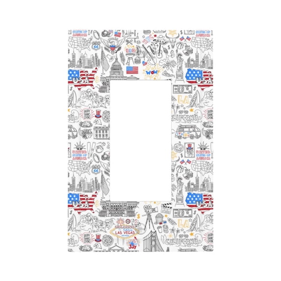 Daiia America Landmarks2 Pattern Decorator Wall Plate Child Safe Outlet Cover, Switch and Outlet Covers,Size 1-Gang 5.0" x3.0" , Polycarbonate Thermoplastic-Style U