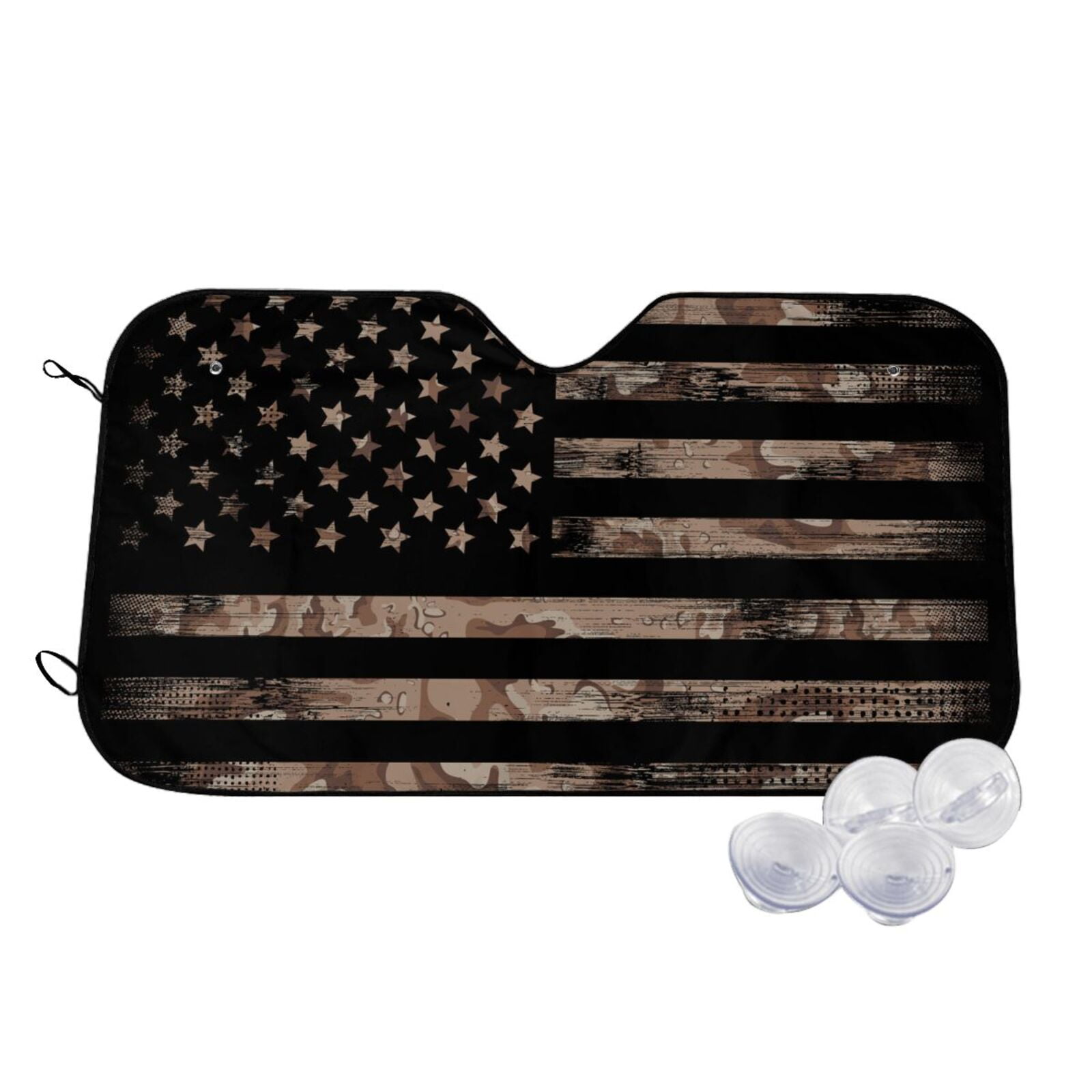 Uorisanigo Car Sunshade Vintage American Flag Eagle Folding Set of 2