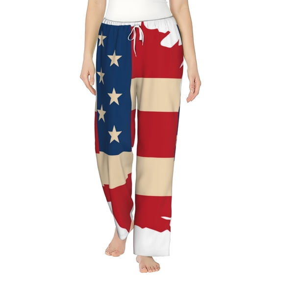 Daiia American Flag Map Women's Sleep Pant with Pockets and Drawstring,Pajama Pants-XX-Large