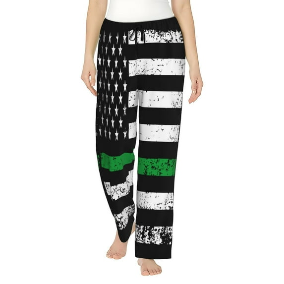 Daiia American Flag Pattern Women's Sleep Pant with Pockets and Drawstring,Pajama Pants-Small