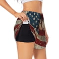 thumbnail image 1 of Daiia American Flag1 Pattern Women's 2 in 1 Running Shorts - Lightweight Athletic Workout Gym Yoga Shorts Liner with Phone Pockets-X-Large, 1 of 7