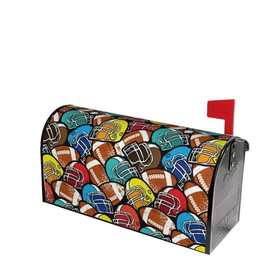 Daiia American Football Mailbox Cover , Magnetic Welcome Mailbox Wraps Post Letter Box Cover for Garden Yard Home Decor-21x18 in