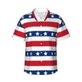 thumbnail image 1 of Daiia American Patriotic Stars And Stripes Hawaiian Shirt for Men Gentle Cotton Regular Short Sleeve Casual-Small, 1 of 9
