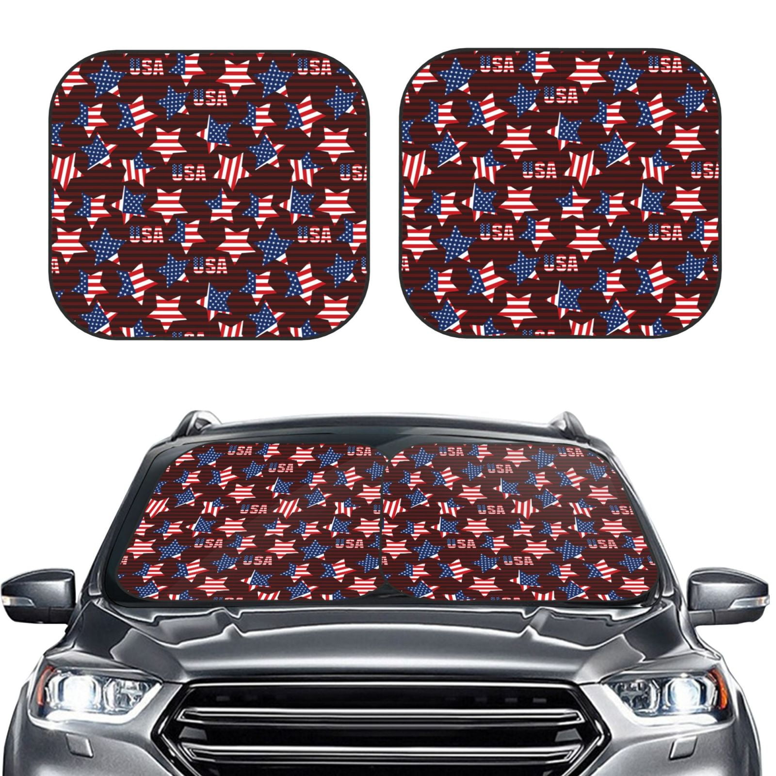 Daiia American Stars1 2PCS Car Windshield Sun Shade, Foldable Sun ...