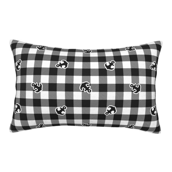 Daiia Anchor Black Tartan Plaid Bedding Waterproof Pillow Protector Zippered Queen – Bed Bug Proof Pillow Encasement-16"x24"