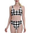 thumbnail image 1 of Daiia Anchor Black Tartan Plaid printed 2 piece Swimsuit Bikinis for Women High Waisted Racerback Bathing Suits Summer Tummy Control Scoop Neck Swimwear-Large, 1 of 8