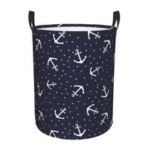Daiia Anchor Round Laundry Basket with Handles Thickened Waterproof Circular hamper,Dirty Clothes Storage Basket for Bedroom,Bathroom,College Dorm-Small