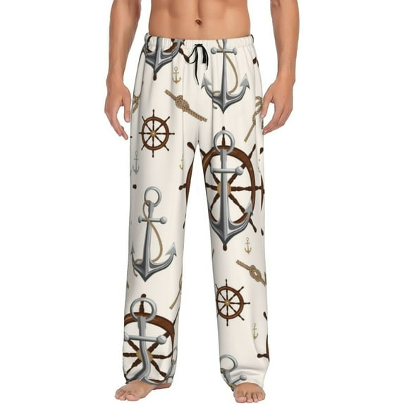 Daiia Anchor with Rope Men's Sleep Pant with Pockets and Drawstring,Pajama Pants-Large
