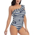 thumbnail image 1 of Daiia Anchors And Steering Wheel Women's One Piece Swimsuits Personalized One Shoulder Swimwear Asymmetric Ruffle Bathing Suits-Small, 1 of 8