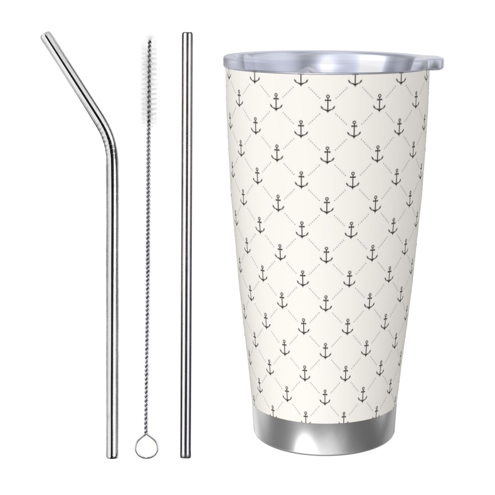 Daiia Anchors Printed 20oz Insulated Coffee Cup with Straw Topper ...