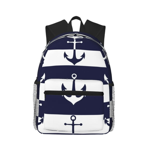 Daiia Anchors School Backpack for Men Women, Unisex Large Waterproof Bookbag Schoolbag Casual Daypack for High School/College/Teens/Travel/Work Black