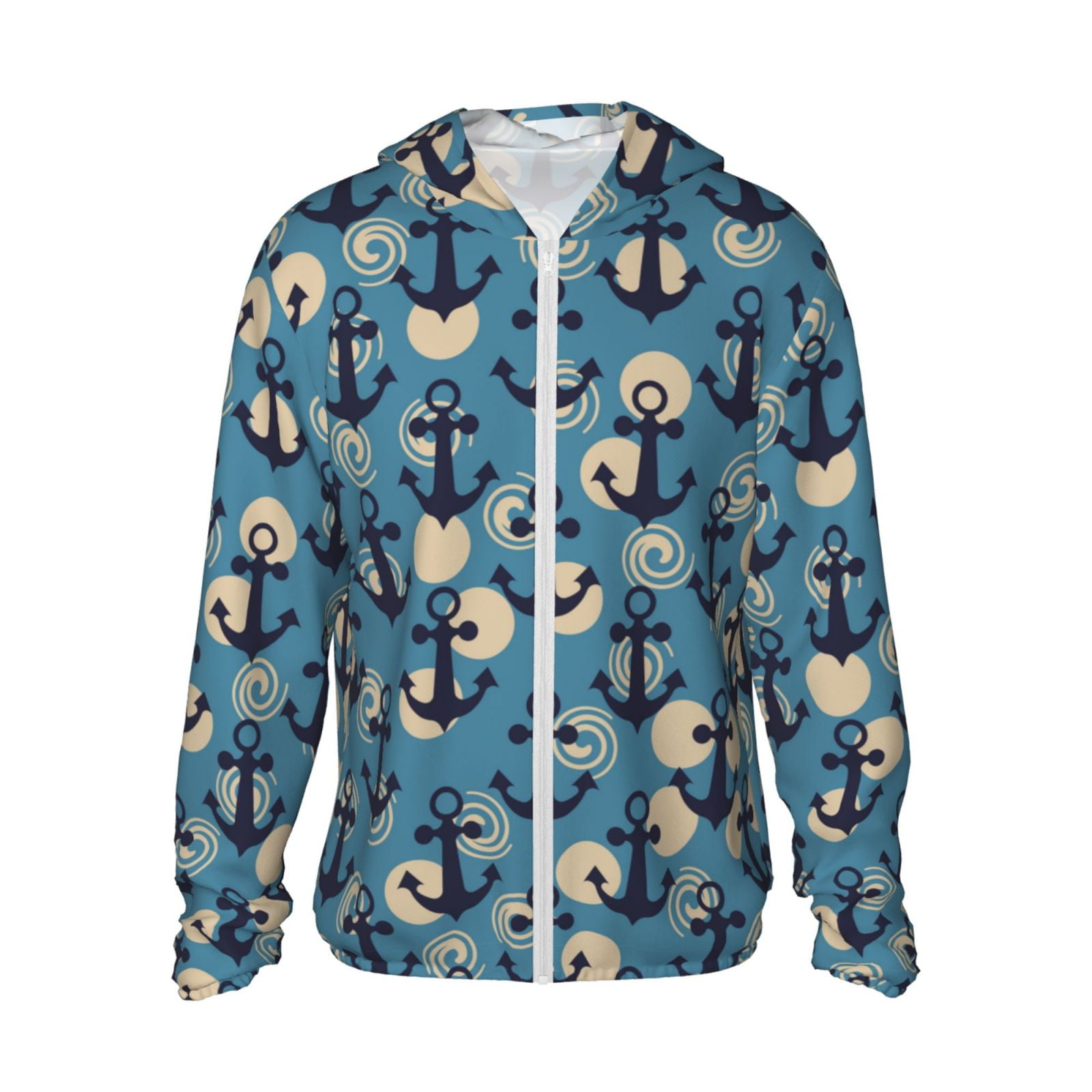 Daiia Anchors UPF 50+ Sun Protection Hoodie Jacket Lightweight Long