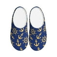 thumbnail image 1 of Daiia Anchors and Nautical Print Women’s Fuzzy Slippers Memory Foam Lightweight House Shoes Cozy Loafer Flannel House Shoes-40/41, 1 of 7