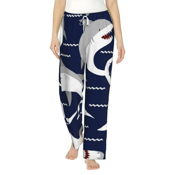 Daiia Angry Shark Women's Sleep Pant with Pockets and Drawstring,Pajama Pants-Medium