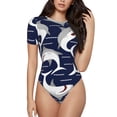 thumbnail image 1 of Daiia Angry Shark print Women's Crew Neck Short Sleeve Bodysuit Fashion Tops Fit Casual Basic Extender Bodysuit-XX-Large, 1 of 9