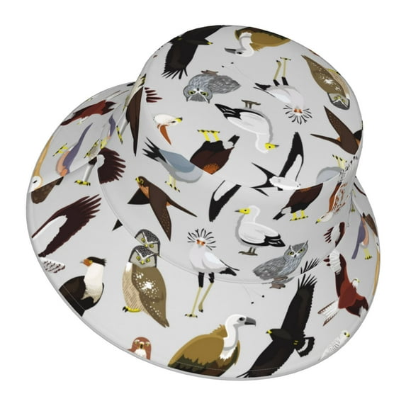 Daiia Animal Bird Pattern Bucket Hat - Trendy Cotton Sun Hat for Beach, Golf, Fishing - Fun Outdoor Vacation Boonie for Men and Women