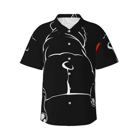 Daiia Animal Bulldog Hawaiian Shirt for Men Gentle Cotton Regular Short Sleeve Casual-XX-Large