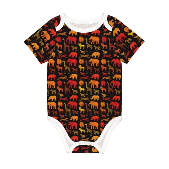 Daiia Animal Printed Unisex-Baby Short Sleeve Onesies Bodysuits Baby Climbing Clothes Soft and Comfortable Romper with Expandable Shoulder Design-3 Months