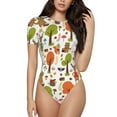 thumbnail image 1 of Daiia Animals Forest print Women's Crew Neck Short Sleeve Bodysuit Fashion Tops Fit Casual Basic Extender Bodysuit-XX-Large, 1 of 9