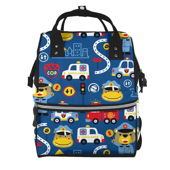Daiia Animals Rescue Team Large Capacity Baby Bag Waterproof Stylish Diaper Bag Mummy Backpack Adjustable Straps Diaper BagBaby Essentials Bag