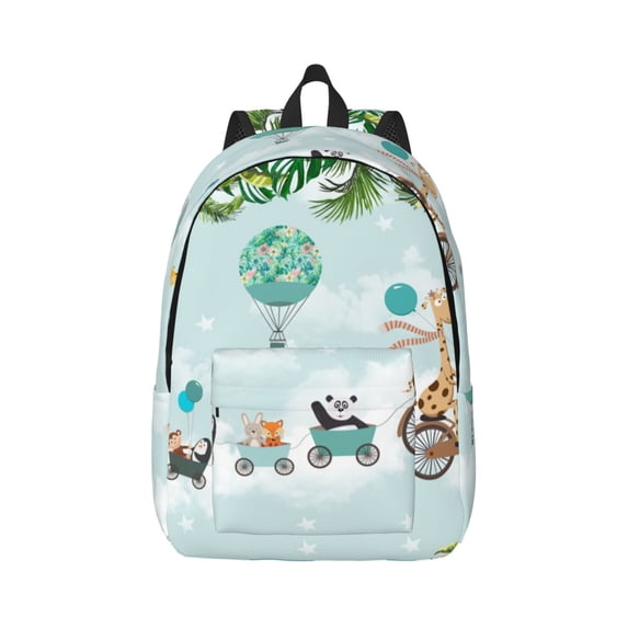 Daiia Animals Riding Across The Sky Vintage Canvas Backpack for Men and Women ,Hiking Backpack,Travel Laptop Bag for School,Large Capacity Backpack-