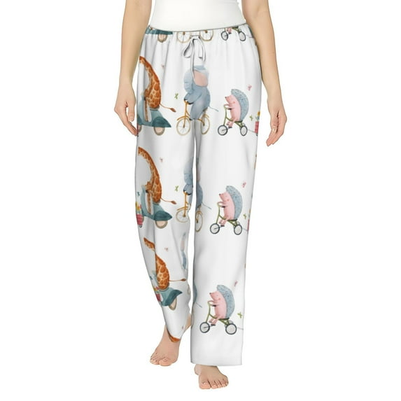 Daiia Animals in Transport Women's Sleep Pant with Pockets and Drawstring,Pajama Pants-Large