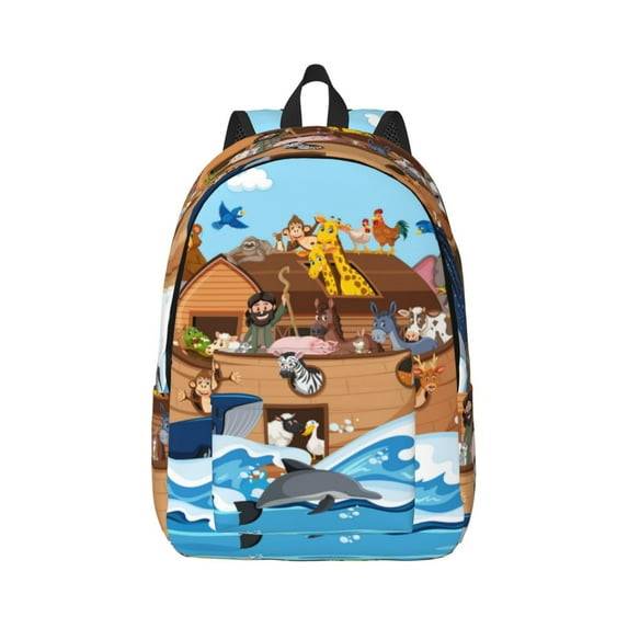 Daiia Animals on Noah's Ark Floating Vintage Canvas Backpack for Men and Women ,Hiking Backpack,Travel Laptop Bag for School,Large Capacity Backpack