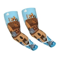 Daiia Animals on Noah's Ark UV Sun Protection Arm Sleeves - Cooling Compression Arm Sleeve - Sports & UV Arm Sleeves for Men & Women