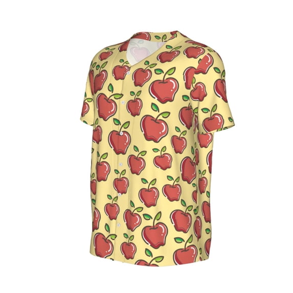 Daiia Apple Mens Baseball Jersey Button Down Shirts Short Sleeve Sports Uniforms-Medium
