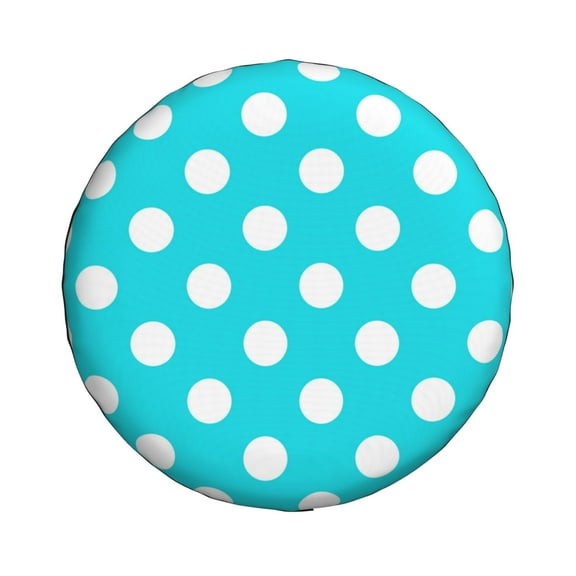 Daiia Aqua And White Polka Dot Tire Covers , Travel Trailer Camper Truck SUV Motorhome Waterproof Wheel Cover, Sun Rain Snow Protector-14 inch