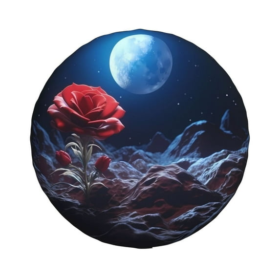 Daiia Artistic Moon Rose Tire Covers , Travel Trailer Camper Truck SUV Motorhome Waterproof Wheel Cover, Sun Rain Snow Protector-14 inch