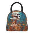 thumbnail image 1 of Daiia Artistic Orange Carnation Skull Pattern Lunch Bag , Insulated Lunch Box, Small Leakproof Cooler Food Lunch Containers Reusable High Capacity Lunch Tote Bags-One Size, 1 of 6