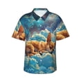 thumbnail image 1 of Daiia Artistic Starry Sky Cloud Dog Hawaiian Shirt for Men Gentle Cotton Regular Short Sleeve Casual-Medium, 1 of 9