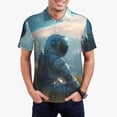 thumbnail image 1 of Daiia Astronaut Contemplating Planet Pattern Men’s Polo Shirts,Solid Deck Shirt,Classic Fit, Breathable Cotton Polo for Casual and Sport Wear-4X-Large, 1 of 7